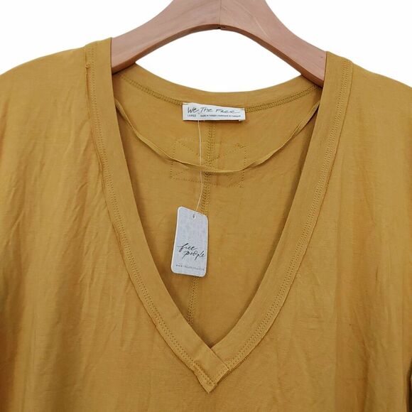 Free People We The Free Moon Dance Top Womens Large Gold Long Sleeve V-Neck - Picture 4 of 12
